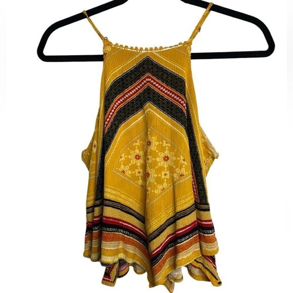 CoCo and Jaimeson High Neck Flowy Boho Tank Top Yellow Size Small - Picture 1 of 3